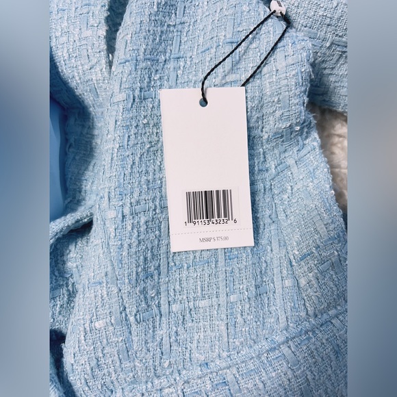 NWT Jason Wu Tweed Blazer Double Breasted Oversized Jacket Light Blue - Picture 3 of 3